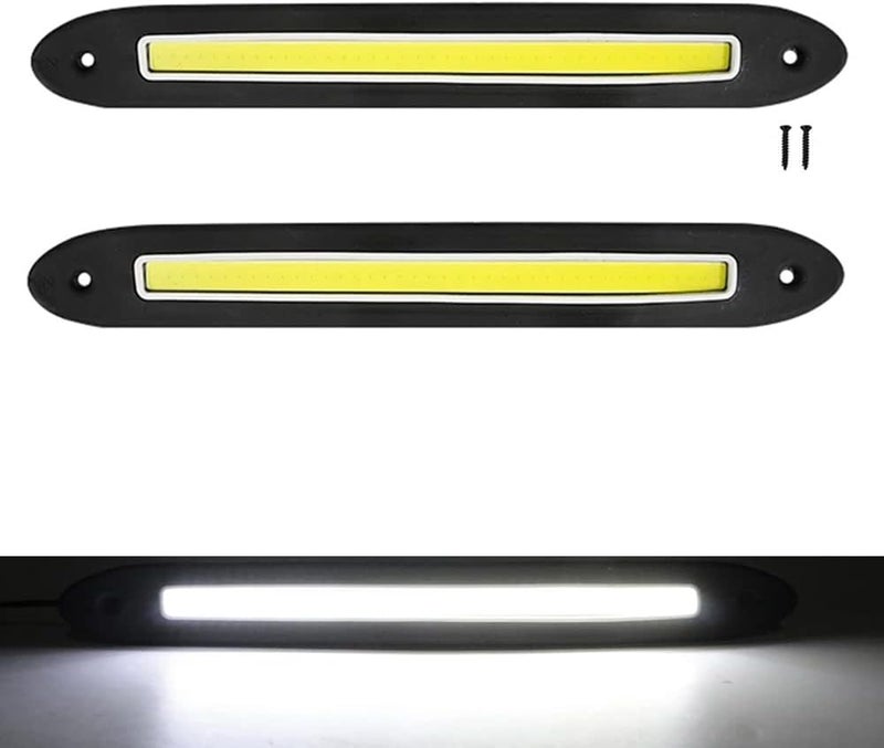 YSY 2Pcs Flexible Car LED Daytime Running Light Strip High Power COB DRL Fog Lights Driving Lamp Waterproof White 12V (Style 2) - Image 1